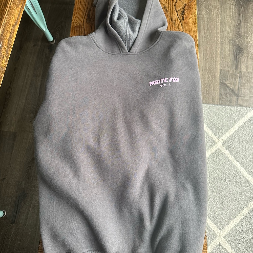 Gray Hoodie with White Fox Logo